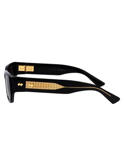 Bottega Veneta Bv1400s Linea Intrecciato 001 Black Grey Sunglasses In Black