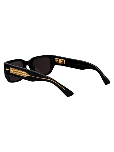 Bottega Veneta Bv1400s Linea Intrecciato 001 Black Grey Sunglasses In Black