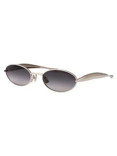 Bottega Veneta Silver-silver-grey Metal Sunglasses In Silver