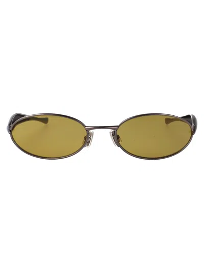 Bottega Veneta Ruthenium-ruthenium-yellow Metal Sunglasses In Multi