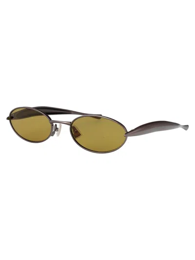 Bottega Veneta Ruthenium-ruthenium-yellow Metal Sunglasses In Multi