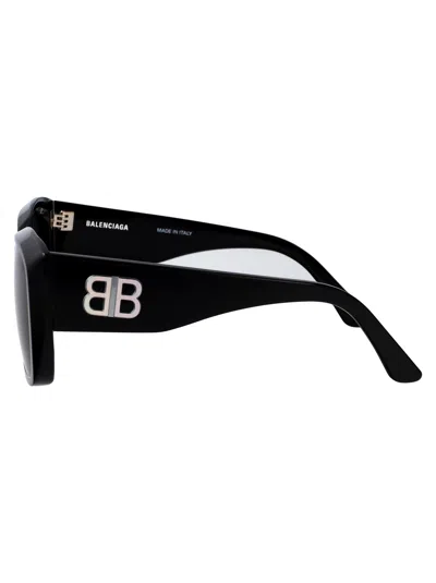 Balenciaga Black-black-grey Recycled Acetate Sunglasses In Black