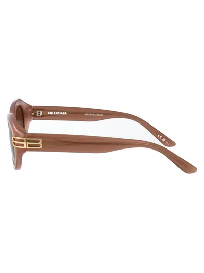 Balenciaga Brown-brown-brown Recycled Acetate Sunglasses In Brown