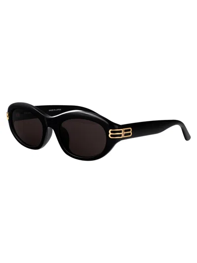 Balenciaga Black-black-grey Recycled Acetate Sunglasses In Black
