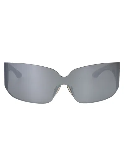 Balenciaga Silver-silver-silver Nylon Sunglasses In Gray