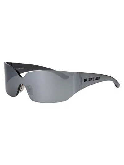 Balenciaga Silver-silver-silver Nylon Sunglasses In Gray