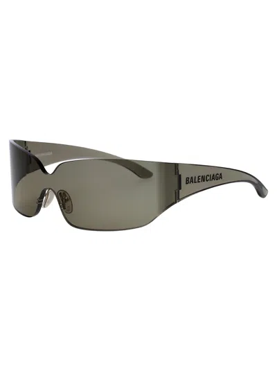 Balenciaga Brown-brown-brown Nylon Sunglasses In Brown