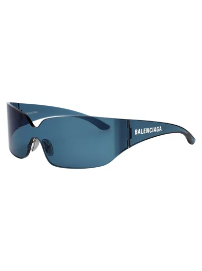 Balenciaga Blue-blue-blue Nylon Sunglasses In Blue