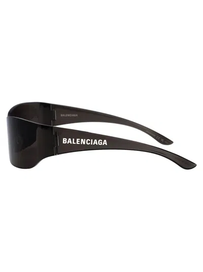 Balenciaga Grey-grey-grey Nylon Sunglasses In Black
