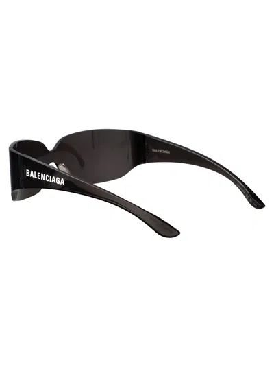 Balenciaga Grey-grey-grey Nylon Sunglasses In Black