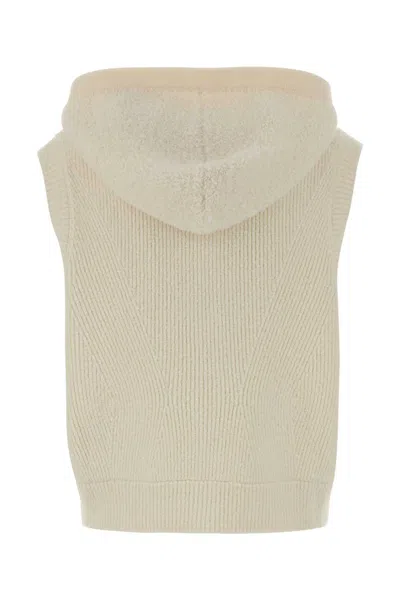 Gucci Stretch Wool Blend Sleeveless Hooded Vest In White