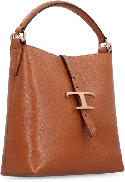 Tod's T Timeless Leather Bucket Bag In Brown