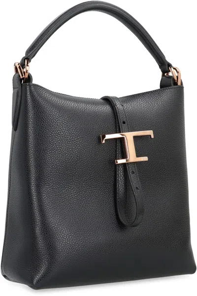 Tod's T Timeless Leather Bucket Bag In Black