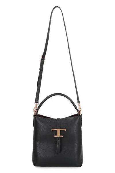 Tod's T Timeless Leather Bucket Bag In Black