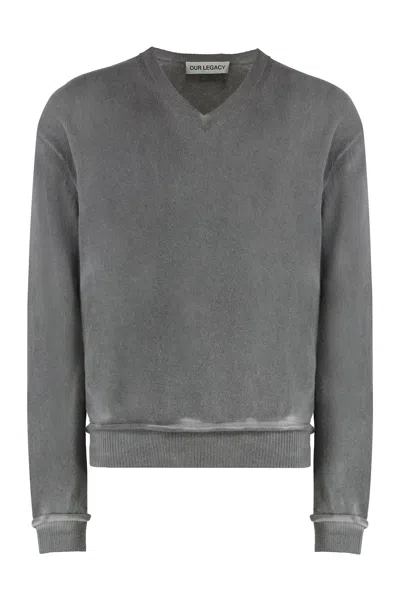 Our Legacy Parallel Sweater In Wool With V-neck In Gray