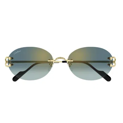 Cartier Ct0551s007 Gold Gold Green In Multi