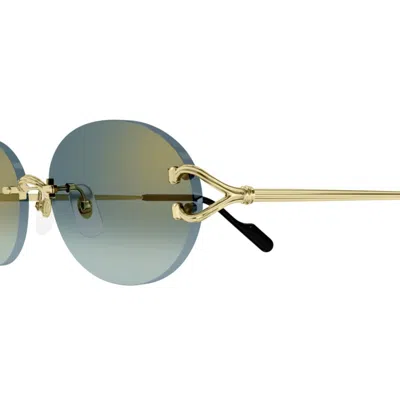 Cartier Ct0551s007 Gold Gold Green In Multi