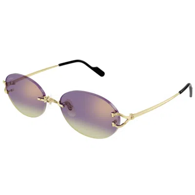 Cartier Ct0551s006 Gold Gold Violet In Multi