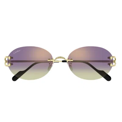 Cartier Ct0551s006 Gold Gold Violet In Multi