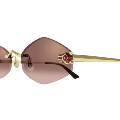 Cartier Ct0433s006 Gold Gold Red In Pink