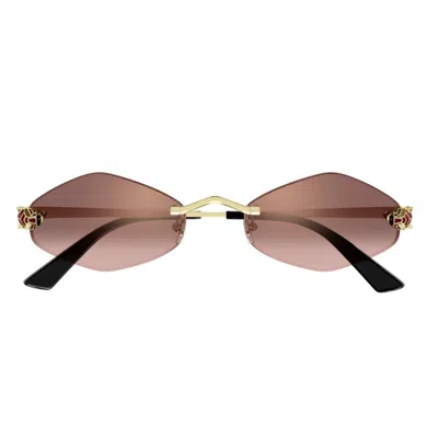 Cartier Ct0433s006 Gold Gold Red In Pink