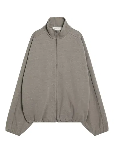 Essentials Full Zip Front Cardigan In Gray