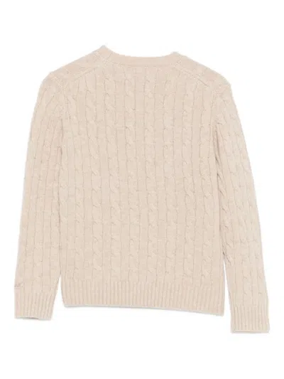 Mc2 Saint Barth Cable-knit Crew-neck Sweater In Neutral
