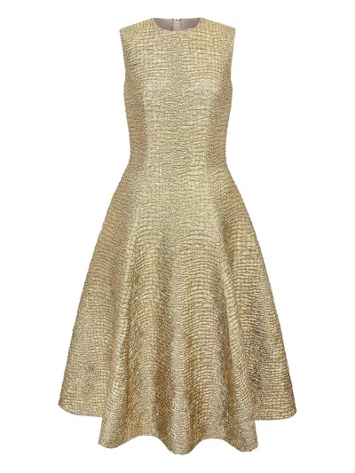 Emilia Wickstead Mara Textured Sleeveless Midi Dress In Gold