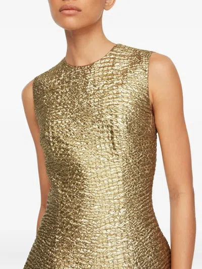 Emilia Wickstead Mara Textured Sleeveless Midi Dress In Gold