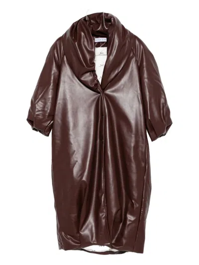 Rowen Rose Short-sleeve Long Coat In Brown