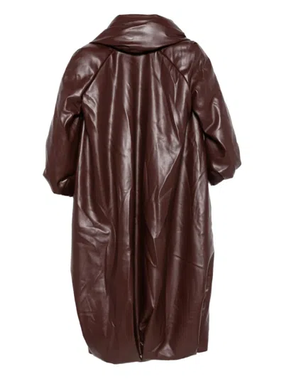 Rowen Rose Short-sleeve Long Coat In Brown