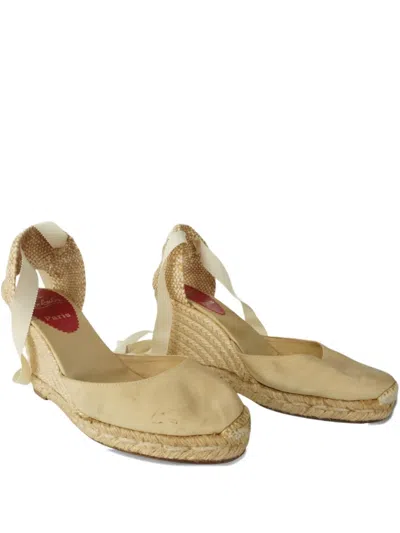 Pre-owned Christian Louboutin Leather Espadrilles In Neutral