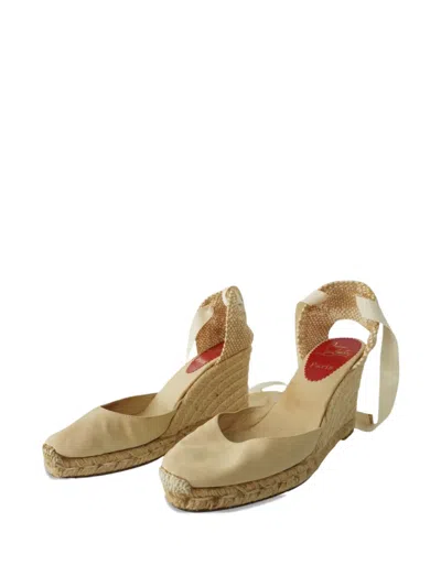 Pre-owned Christian Louboutin Leather Espadrilles In Neutral