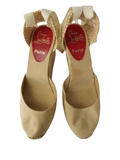 Pre-owned Christian Louboutin Leather Espadrilles In Neutral