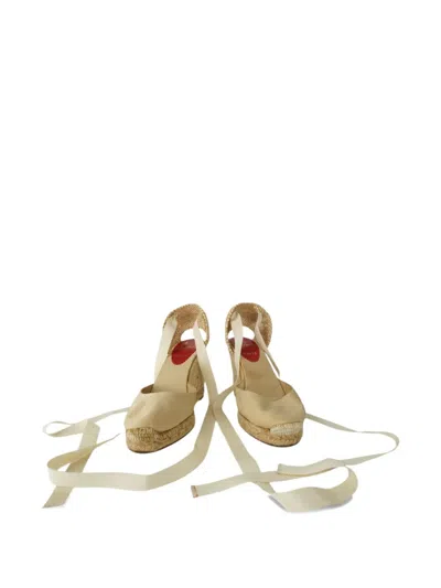 Pre-owned Christian Louboutin Leather Espadrilles In Neutral