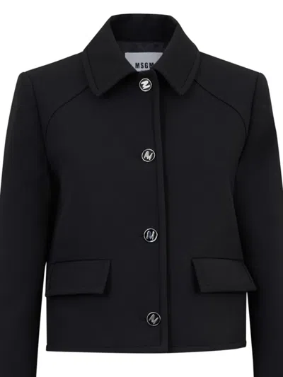 Msgm Button-fastening Jacket In Black