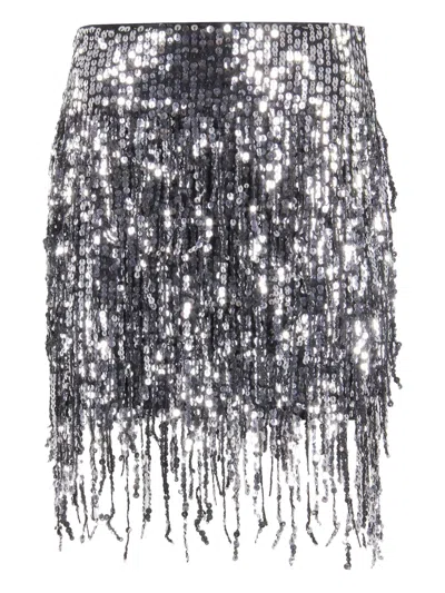 Isabelle Blanche Fringed Sequinned Mini Skirt In White