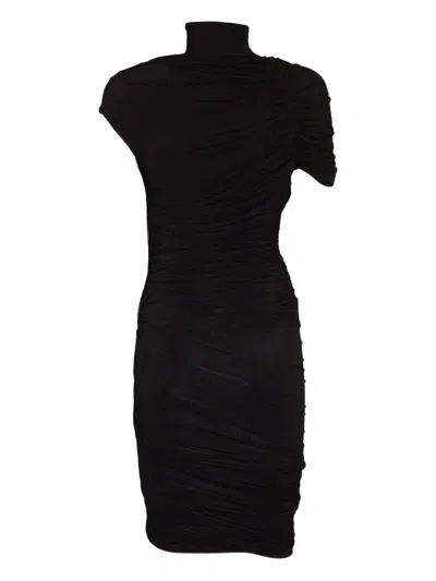 Francesco Murano High-neck Draped Dress In Black