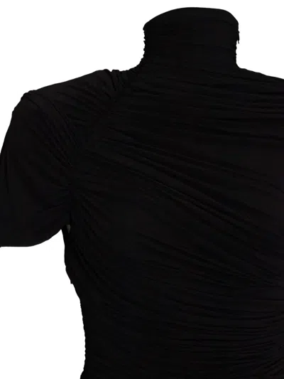 Francesco Murano High-neck Draped Dress In Black