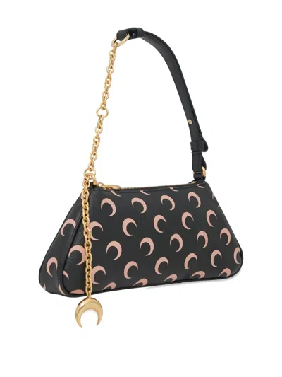 Marine Serre Crescent Moon Canvas Shoulder Bag In Black