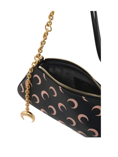 Marine Serre Crescent Moon Canvas Shoulder Bag In Black