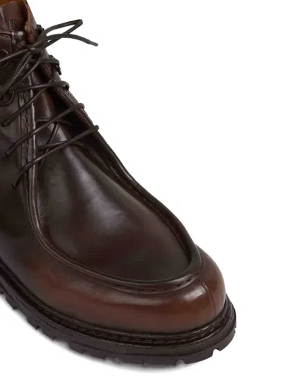 Officine Creative Round-toe Leather Boots In Brown