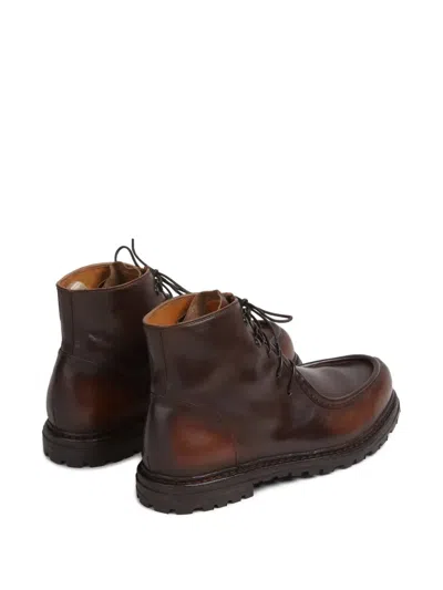 Officine Creative Round-toe Leather Boots In Brown