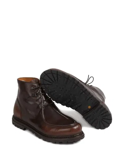 Officine Creative Round-toe Leather Boots In Brown