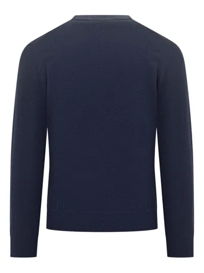 Filippo De Laurentiis Dark Blue Wool Crew Neck Sweater In Blue