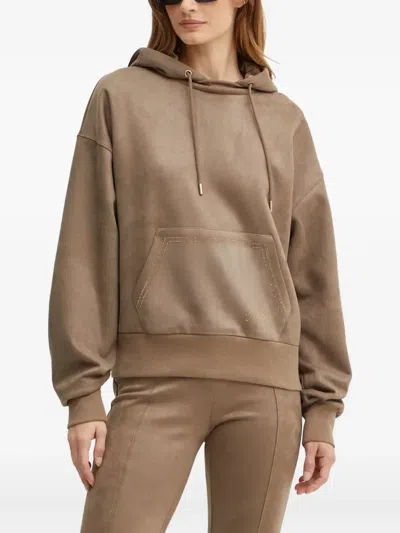 Guess Usa Pocket Drawstring Hoodie In Brown