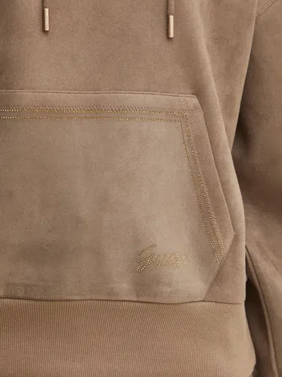 Guess Usa Pocket Drawstring Hoodie In Brown