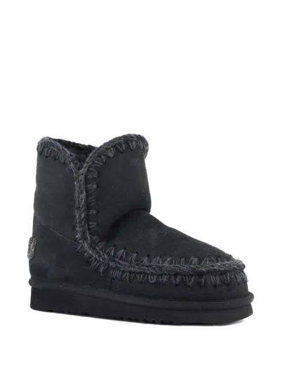 Mou Eskimo 18 Rhinestone Logo Ankle Boots In Black