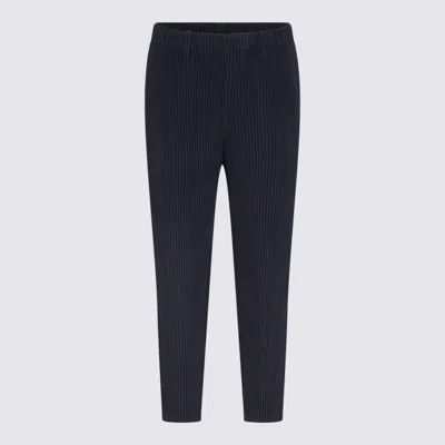 Issey Miyake Cropped Pleated Trousers For Modern Look In Blue