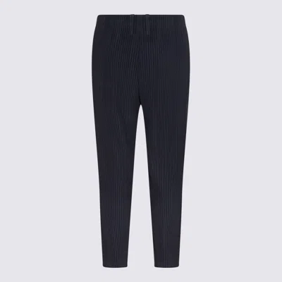 Issey Miyake Cropped Pleated Trousers For Modern Look In Blue
